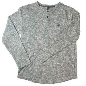 Volcom Long Sleeve Pullover Solid Henley Gray Size Small Men's Fall Sweater